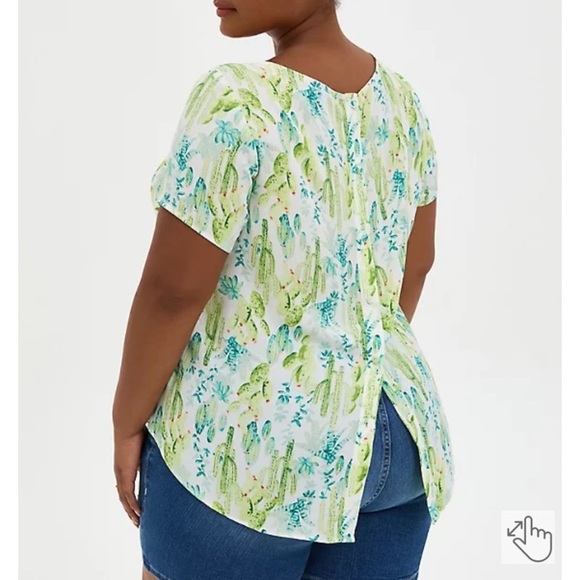 Torrid Abby White Green Cactus Georgette Blouse‎ Size 2/2X #15046572 - Picture 5 of 9